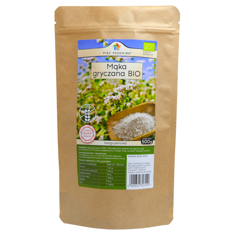 Pięć Przemian Mąka gryczana pełnoziarnista bezglutenowa bio 500g