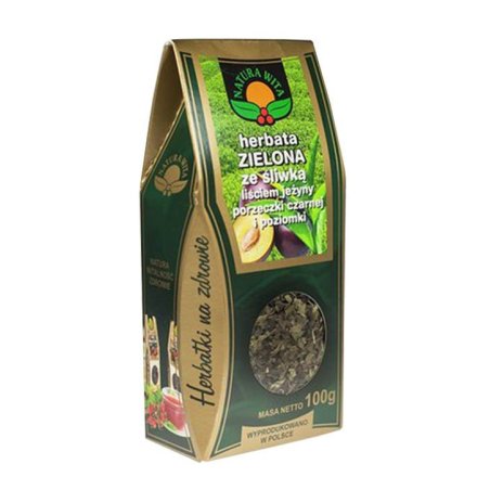 Natura-wita Herbata zielona ze śliwką, liściem jeżyny, porzeczki czarnej i poziomki 100g