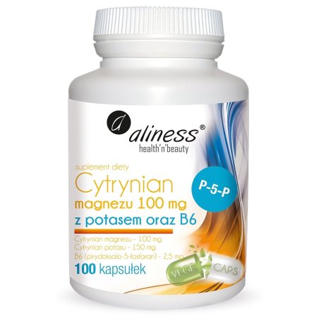 Cytrynian magnezu z potasem i witaminą B6 100kapsułek Aliness