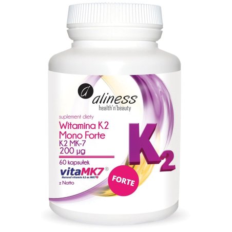 Witamina K2 MonoFORTE MK-7 z Natto 200µg 60kapsułek Aliness