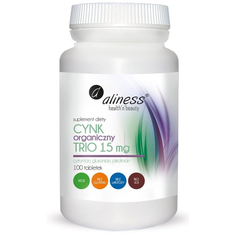 Cynk Organiczny Trio 15mg 100tabletek Aliness