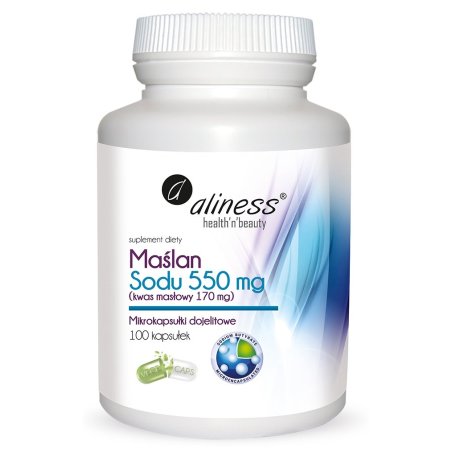 Maślan sodu 550mg (kwas masłowy 170mg) 100kapsułek Aliness