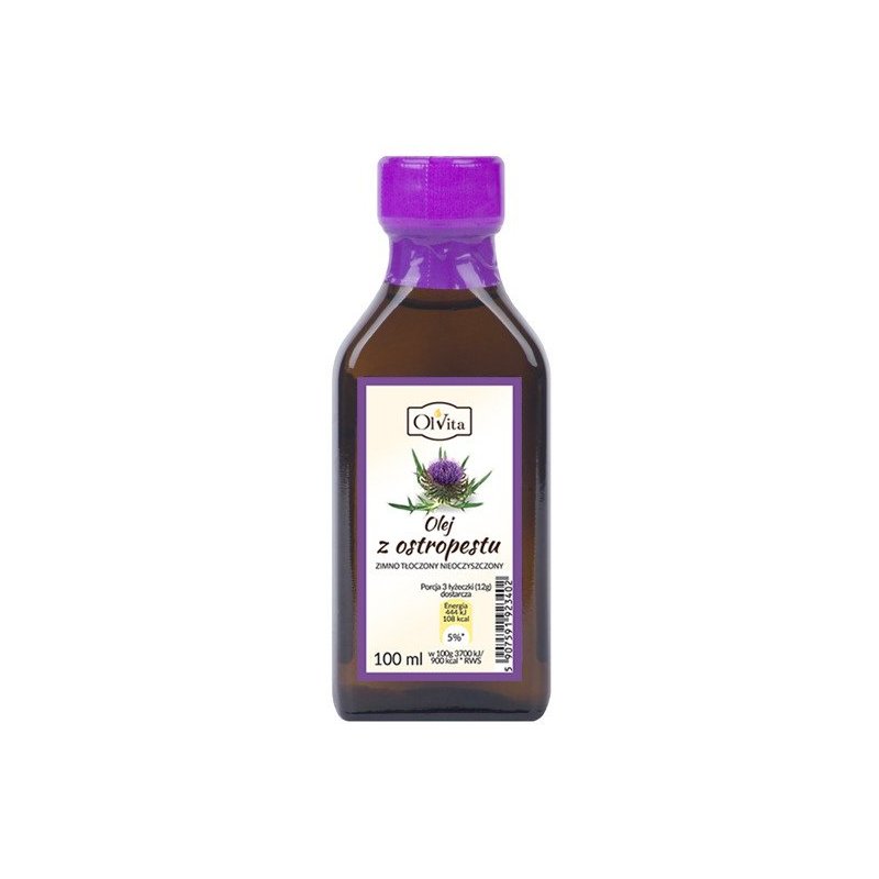 Olej z ostropestu zimno tłoczony, nieoczyszczony 100ml Olvita