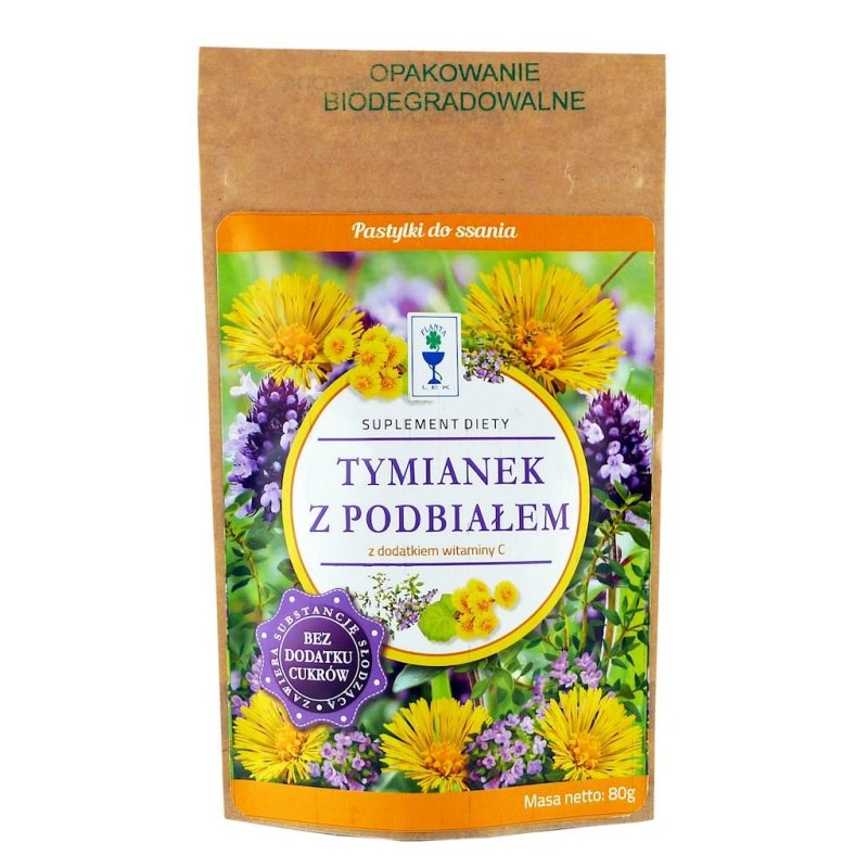 Tymianek z podbiałem pastylki do ssania 80g Planta-Lek