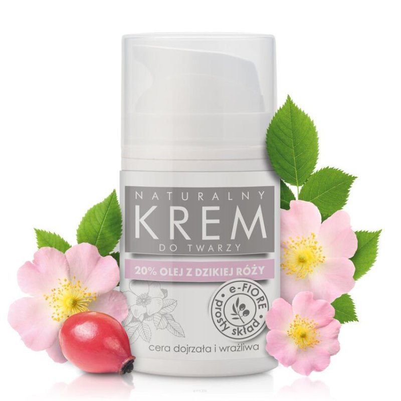 Naturalny krem do twarzy z dziką różą 20% ujędrniający 50ml e-FIORE