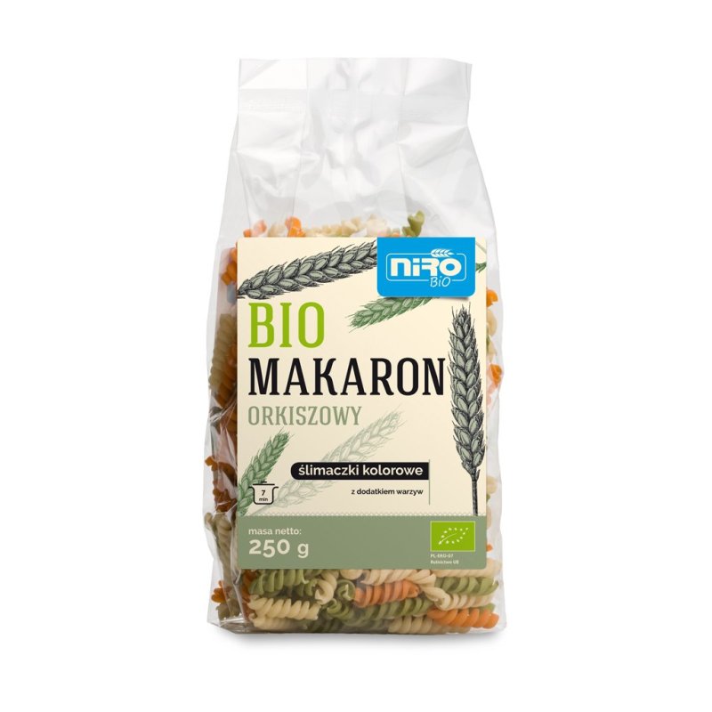 Makaron orkiszowy ślimaczki kolorowe BIO 250g Niro