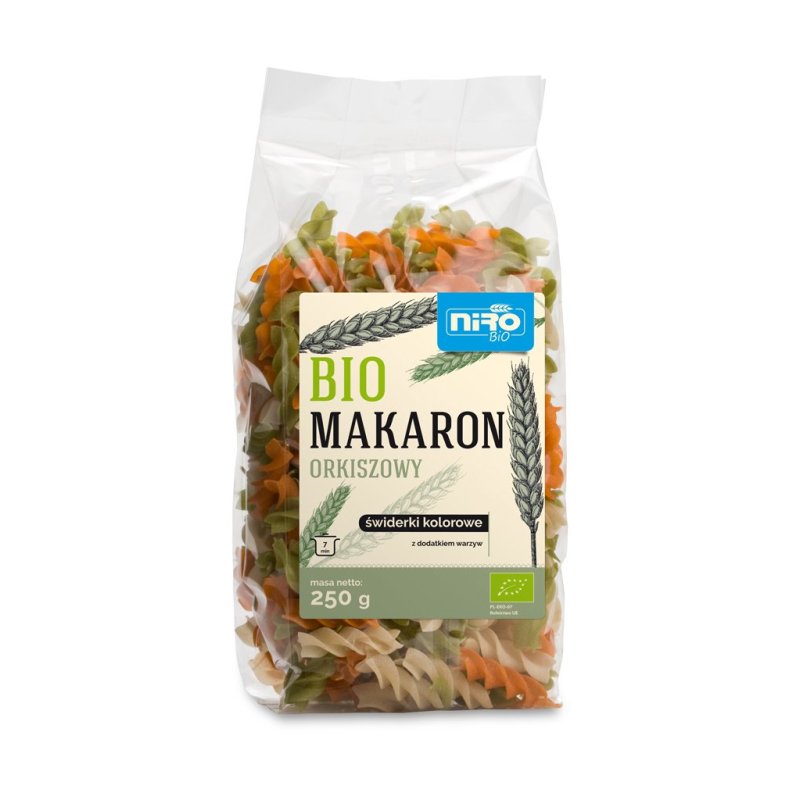 Makaron orkiszowy świderki kolorowe BIO 250g Niro