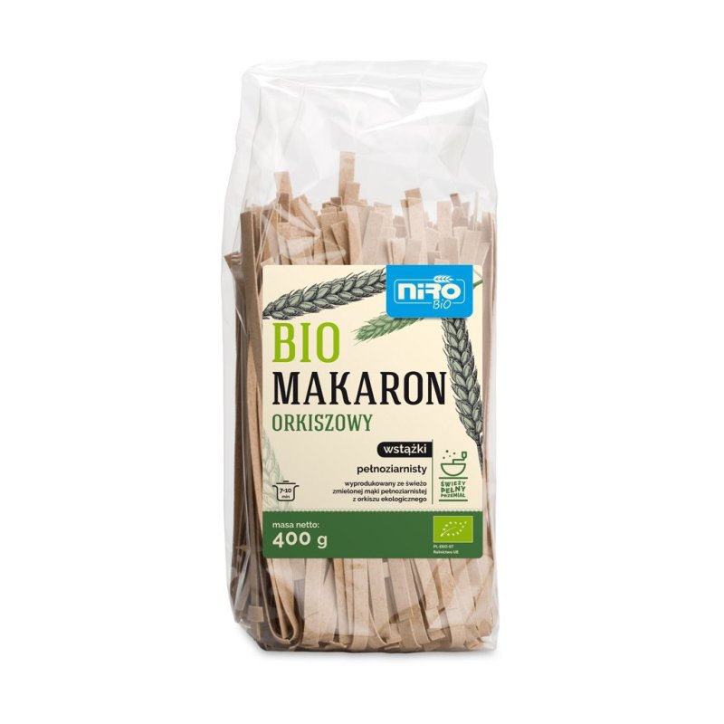 Makaron pełnoziarnisty z orkiszu wstążki BIO 400g Niro