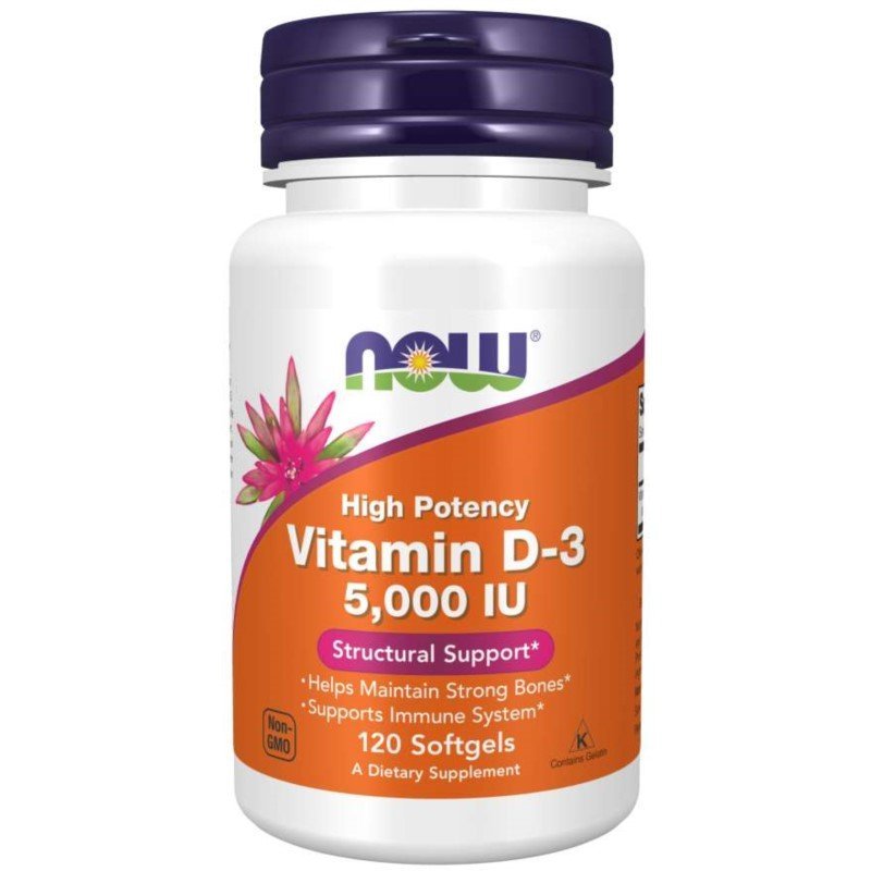Now Foods Witamina D3 5000IU 120kaps.