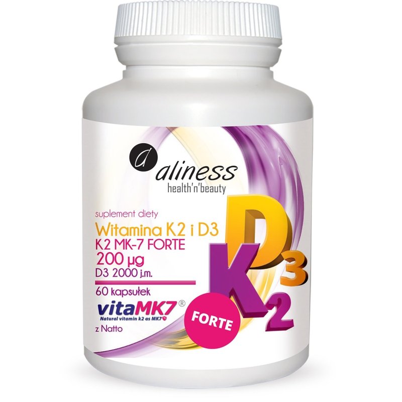 Aliness Witamina K2 200ug D3 2000jm. 60kaps.