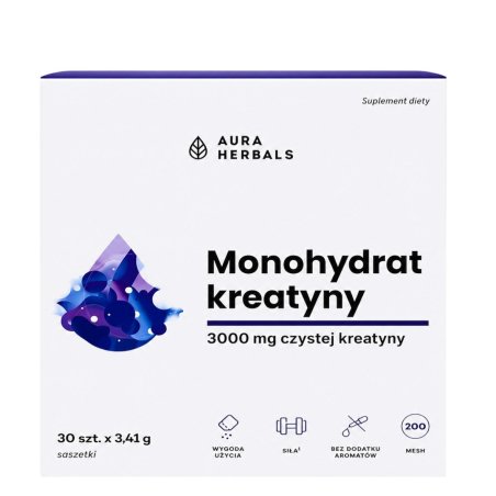 Aura Herbals Kreatyna monohydrat 200mesh 3000mg 30sasz.