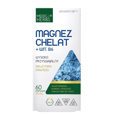 Medica Herbs Magnez chelat + witamina B6 60kaps.