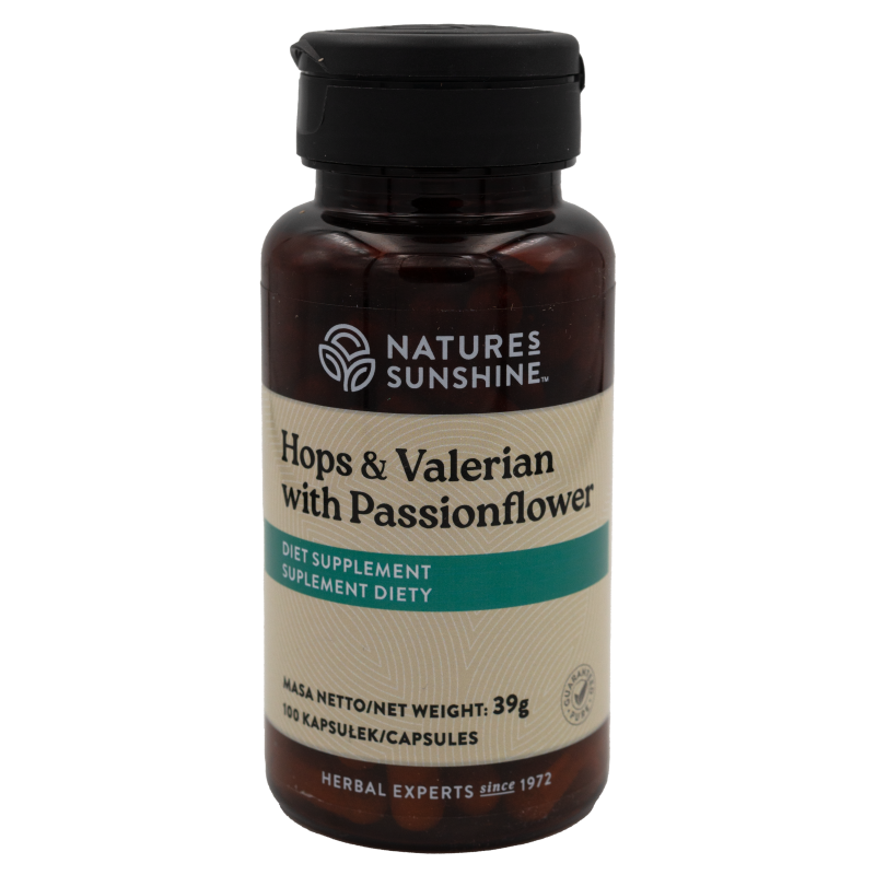 Hops & Valerian with Passionflower (chmiel, kozłek lekarski, męczennica) 100kapsułek Nature's Sunshine